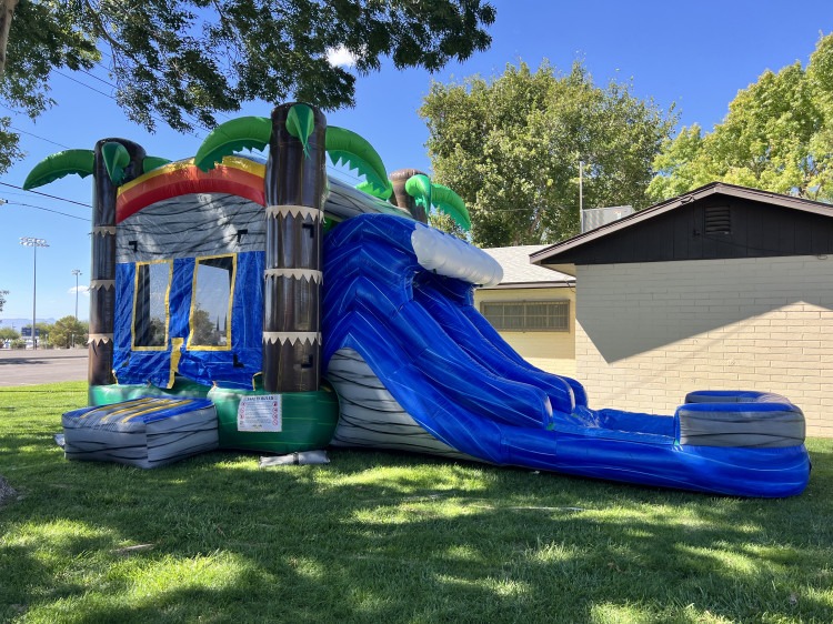 Tropical Tiki Bounce House Combo with Slide