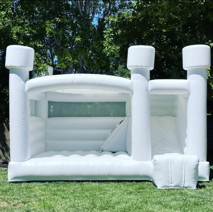 White Dream Castle Bounce House Combo with Slide