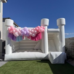 IMG 3840 1760071253 White Dream Castle Bounce House Combo with Slide